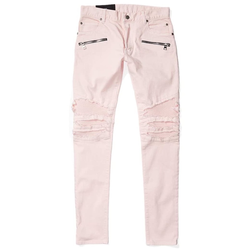 Balmain Ribbed Biker Slim Jeans